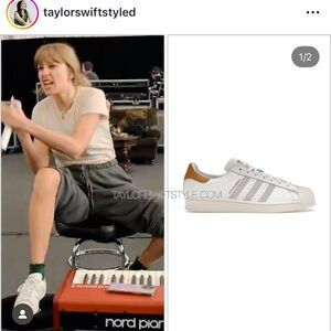 Adidas x Kith White and Gold Athletic Shoes